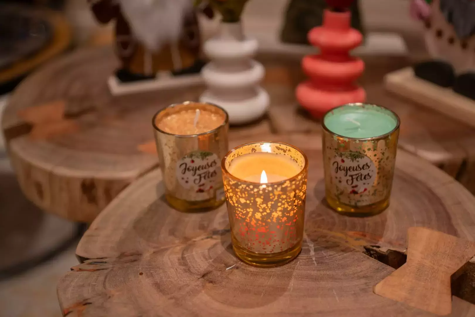 Bougie pailletée de Noël