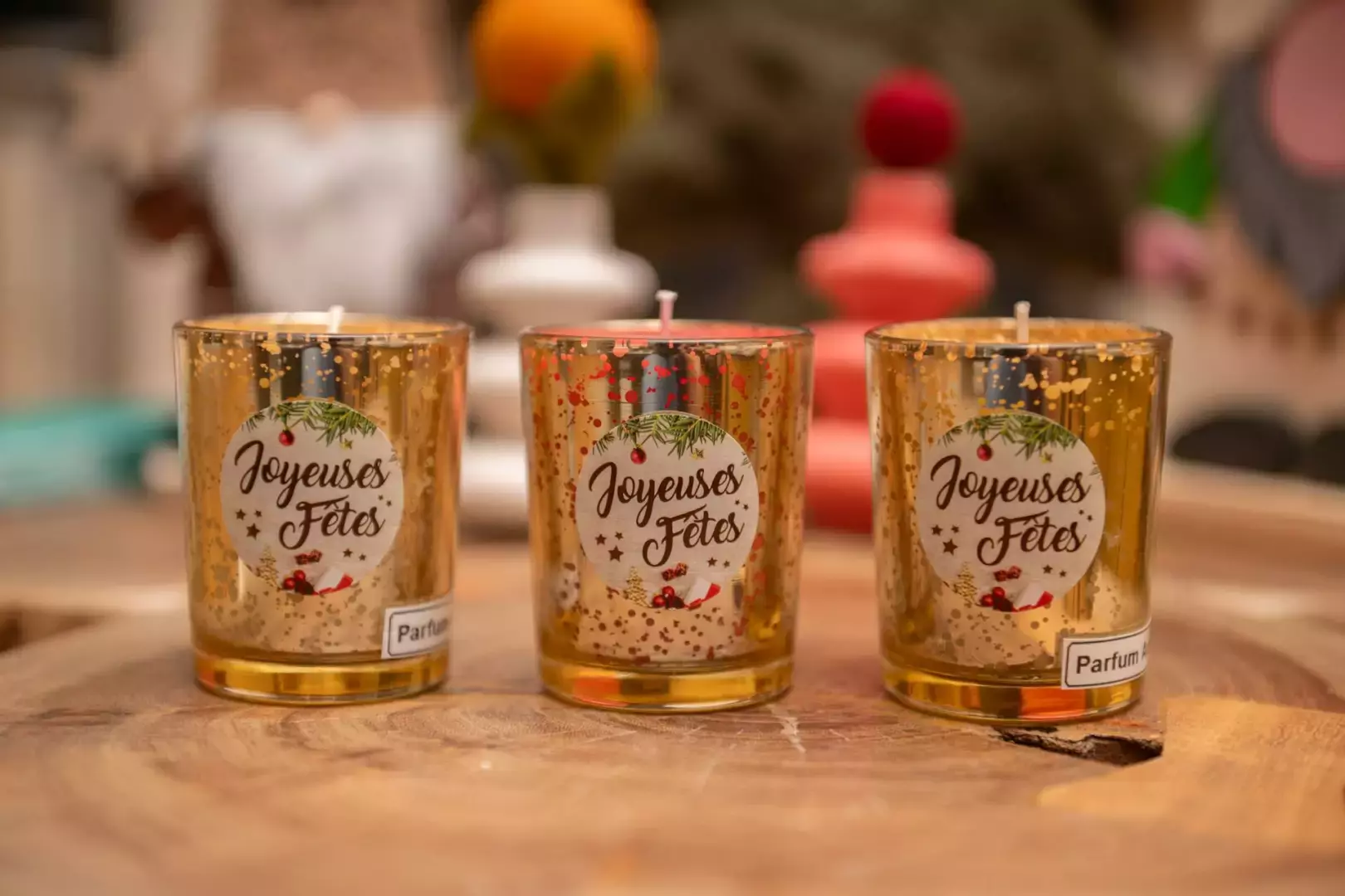 Bougie pailletée de Noël petit modèle – Image 4