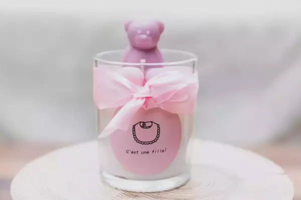 Bougie de naissance fille, contenant en verre – Image 3