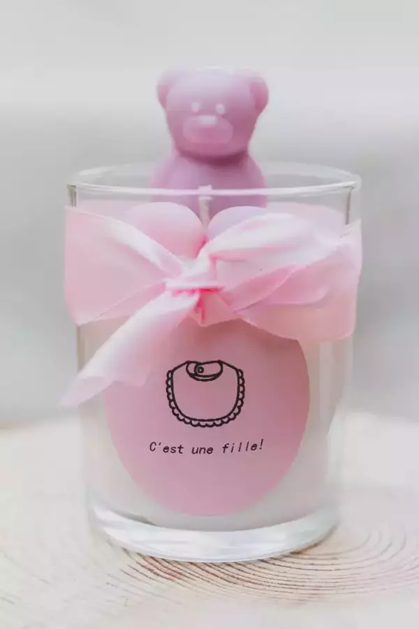 Bougie de naissance fille, contenant en verre – Image 4