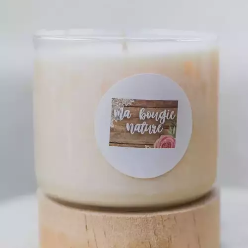 Bougie verre et bois à la cannelle