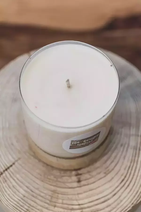 Bougie verre et bois à la cannelle