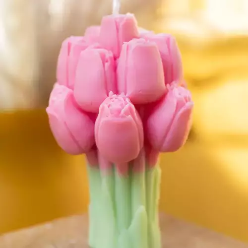 Bougies moulées petits bouquet de fleurs en cire de colza