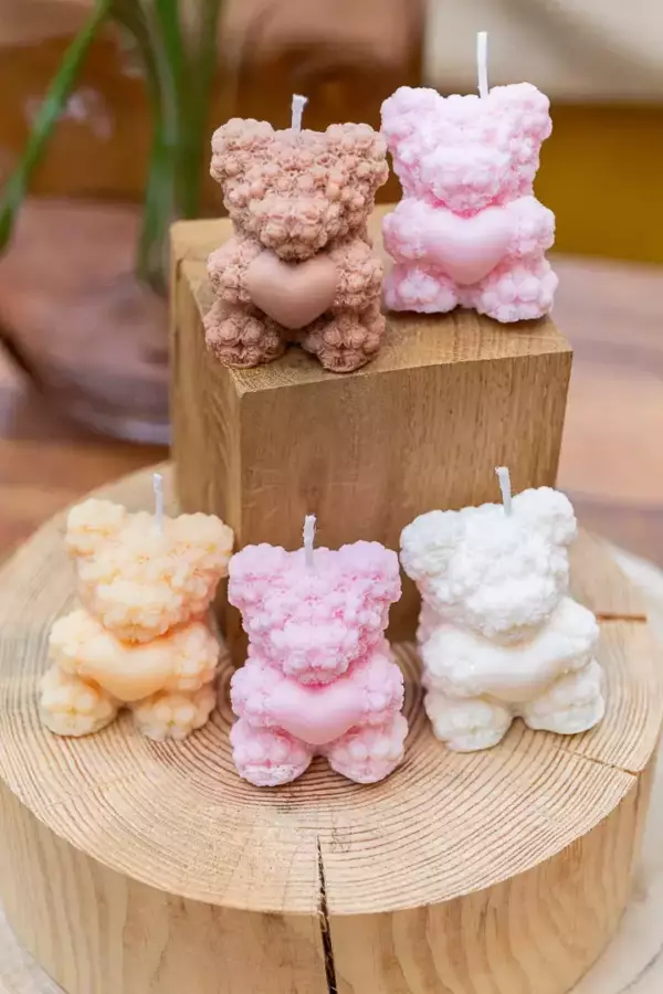 Bougie nounours avec coeur