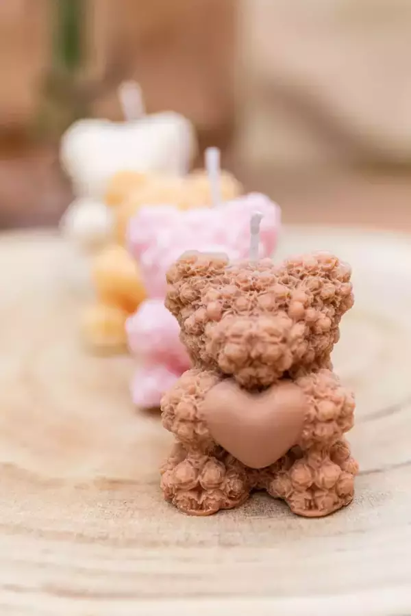 Bougie nounours avec coeur
