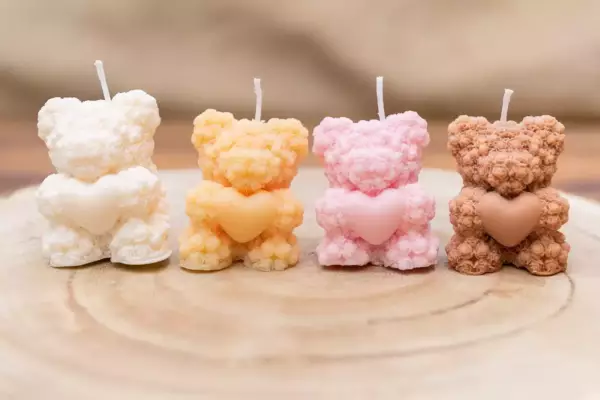 Bougie nounours avec coeur