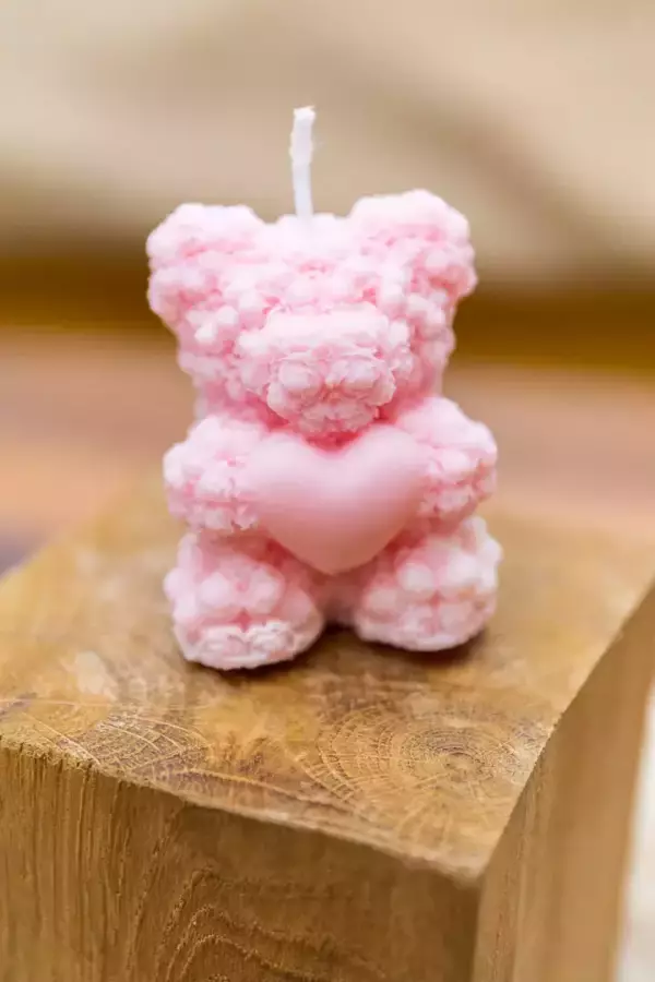 Bougie nounours avec coeur