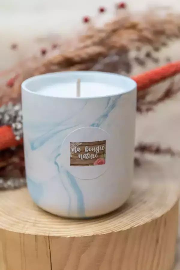 Bougie marbrée bleue
