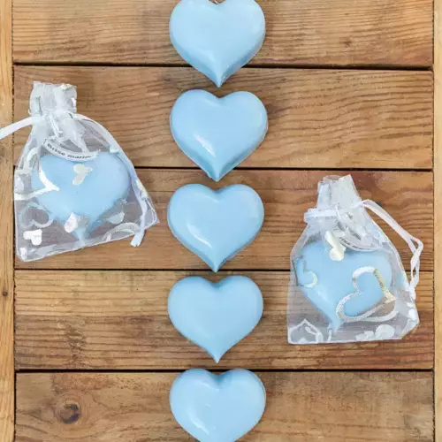 Fondant parfumé en forme de cœur rose, orange, blanc ou bleu