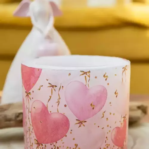 Photophore en cire (coeur rose)