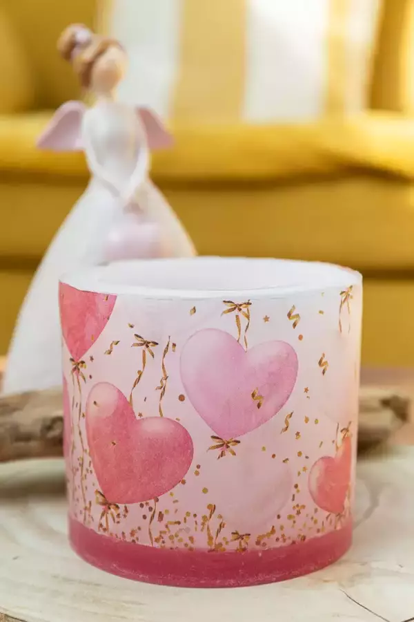Photophore en cire (coeur rose)