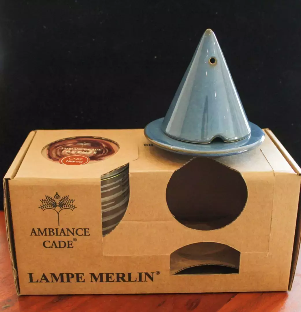 Diffuseur bois de cade - Lampe Merlin bleu jean