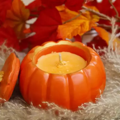 Bougie citrouille orange - Contenant jesmonite