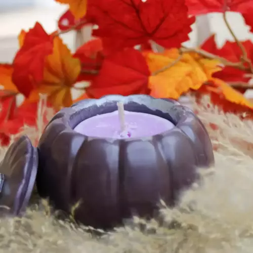 Bougie citrouille violette - Contenant jesmonite