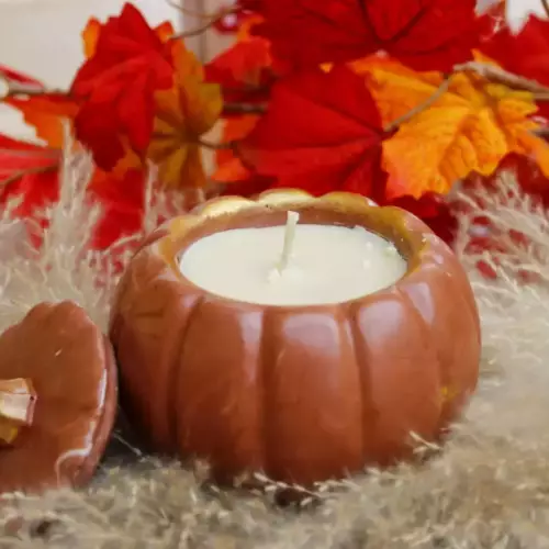 Bougie citrouille Maron - Contenant jesmonite