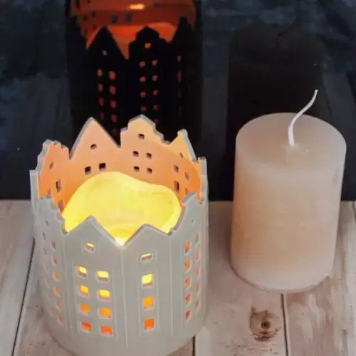 Photophore en porcelaine beige