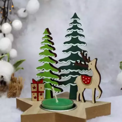 Bougeoirs en bois modèle cerf