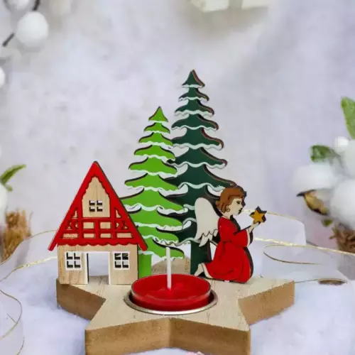 Bougeoirs en bois modèle ange