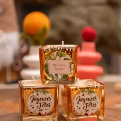 Petite bougie carré or scintillant