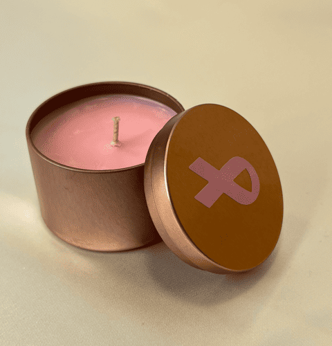 Bougie dans un pot métal bronze rose